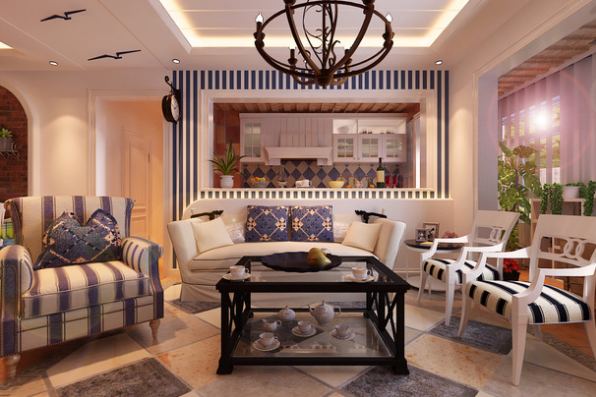 家裝效果圖－地中海風(fēng)格客廳吊頂裝修設(shè)計圖片.png