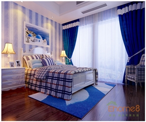 四季花城男孩房藍(lán)色魅力裝修效果圖