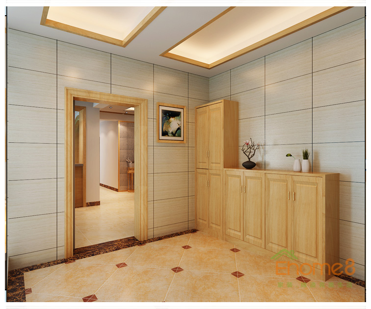 大城小院淺黃色入戶玄關(guān)效果圖