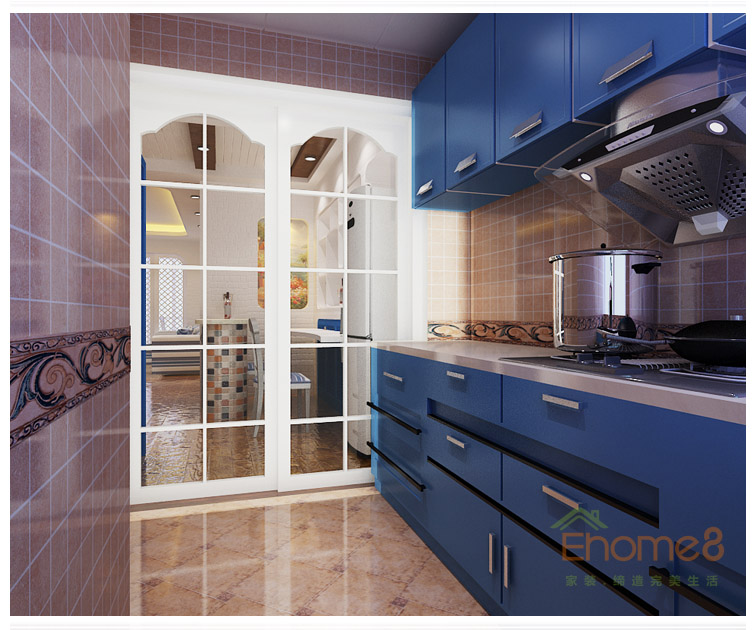 大城小院藍(lán)色灶臺(tái)裝修效果圖