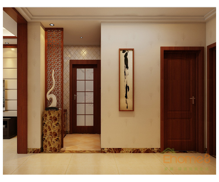 大美天第中式原木過道裝修效果圖