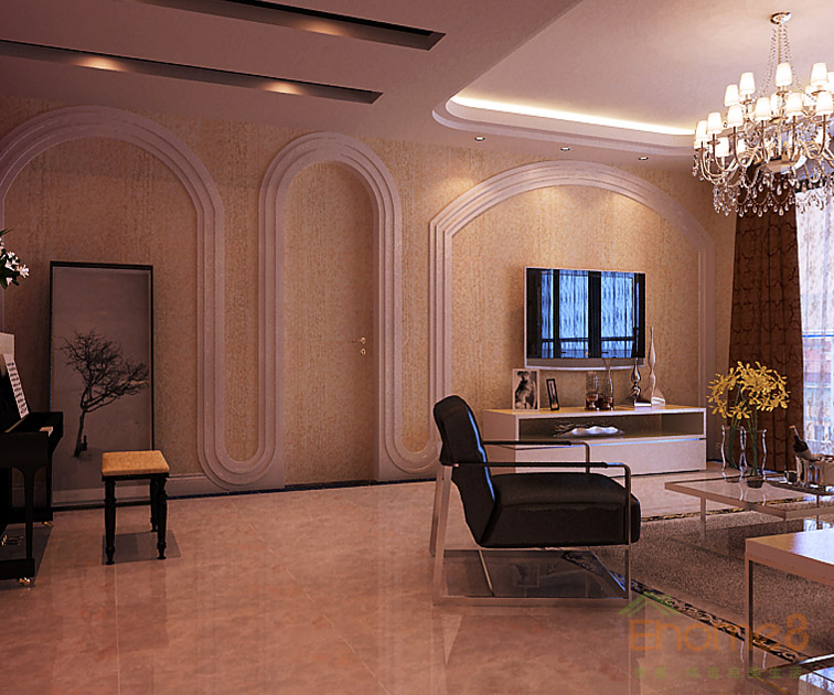 淡黃色調(diào)客廳一角裝修效果圖