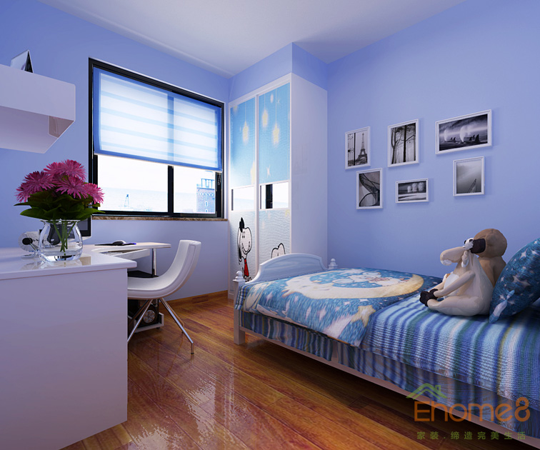 淺藍格調(diào)兒童房裝修效果圖1