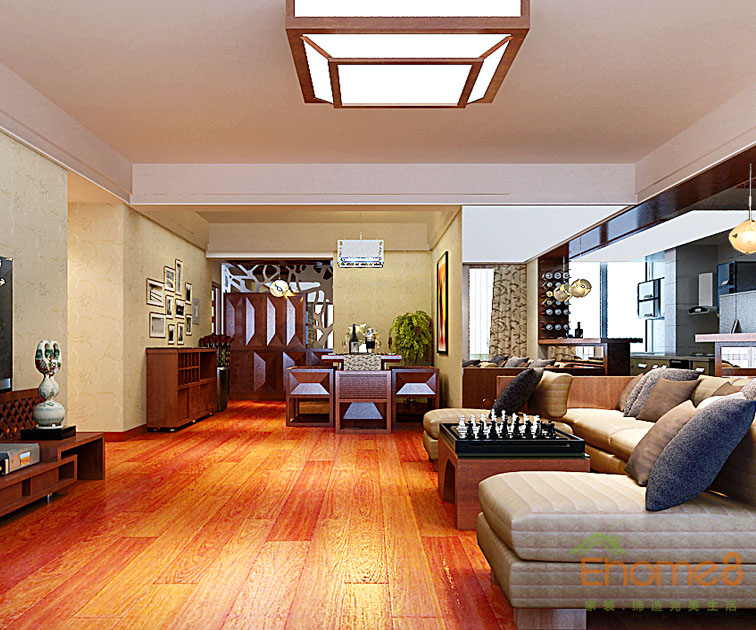 東城印象兩房一廳客廳吊燈沙發(fā)效果圖