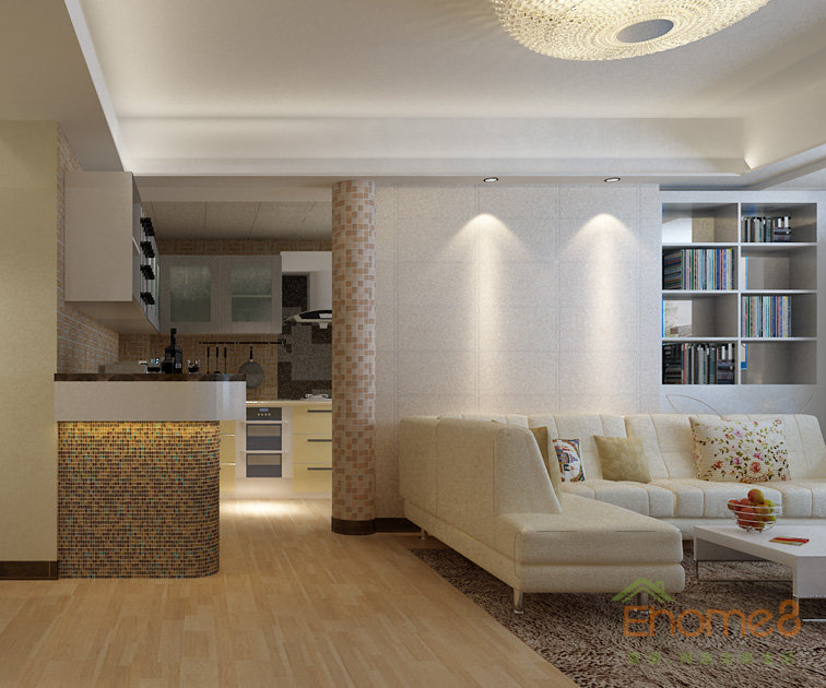 東城印象兩房一廳現(xiàn)代風格客廳效果圖1