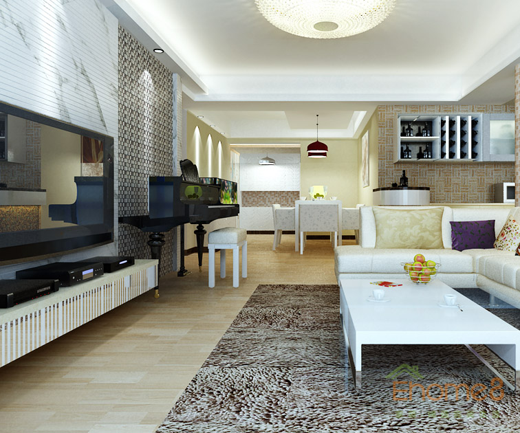 東城印象兩房一廳現(xiàn)代風格客廳效果圖2