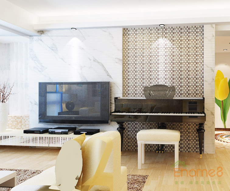 東城印象兩房一廳現(xiàn)代風格客廳效果圖3