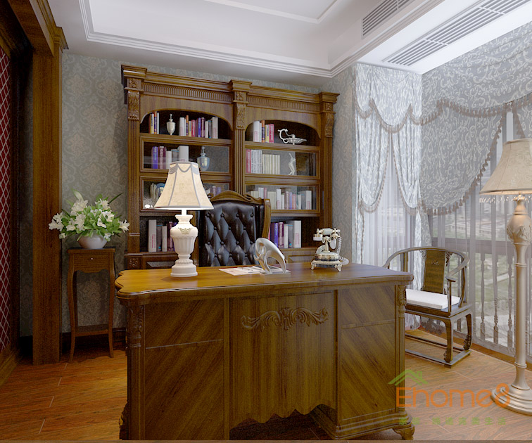 東郡三房一廳書(shū)房裝修效果圖