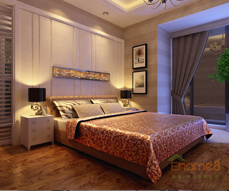 東郡現(xiàn)代小清新風(fēng)格113平米主人房裝修效果圖1