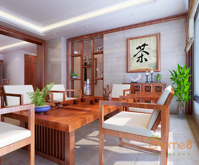 東郡中式風(fēng)格132平米茶座裝修效果圖1623