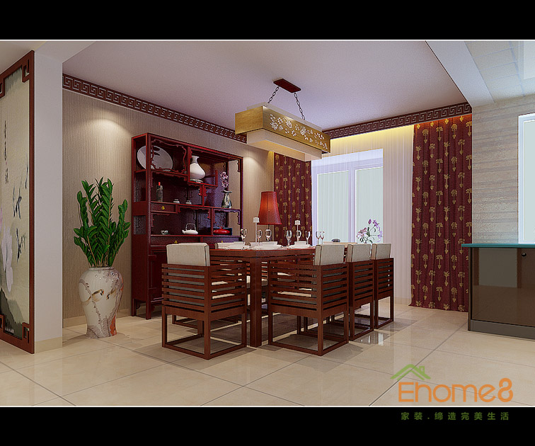 東郡72平米兩房一廳中式餐廳裝修效果圖88