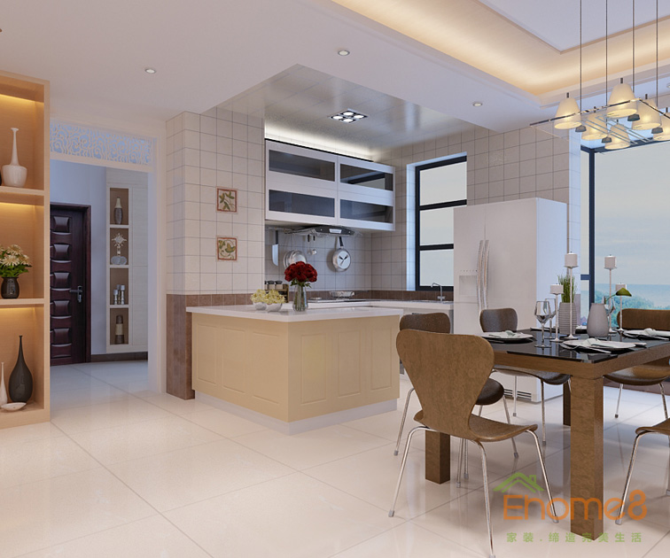 東郡82平米三房一廳小清新餐廳裝修效果圖5