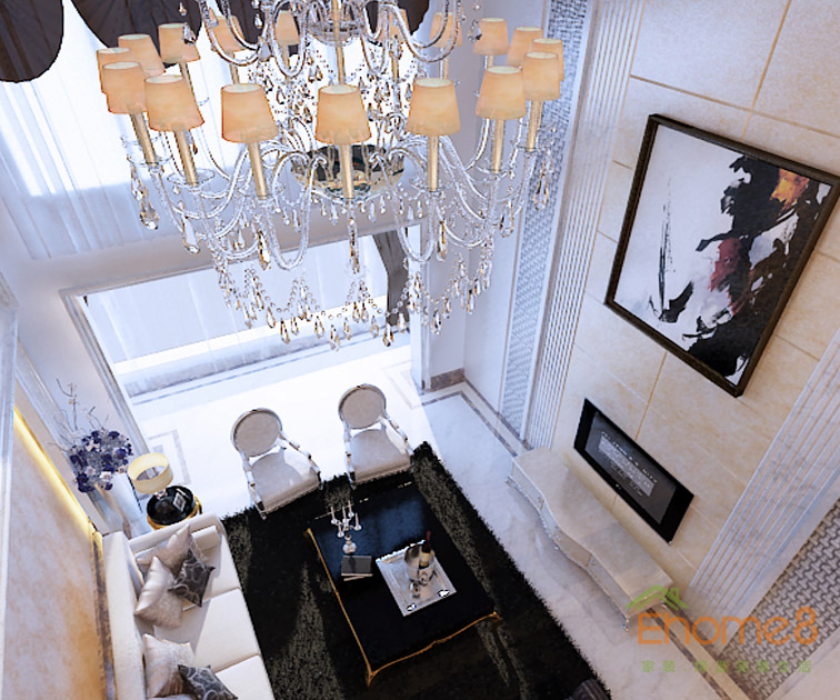 東郡142平米躍層古典歐式客廳裝修效果圖7