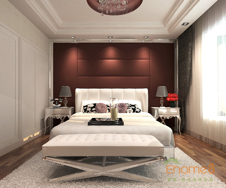 鳳嶺一號68平米兩房一廳歐式高雅經(jīng)典主人房裝修效果圖1