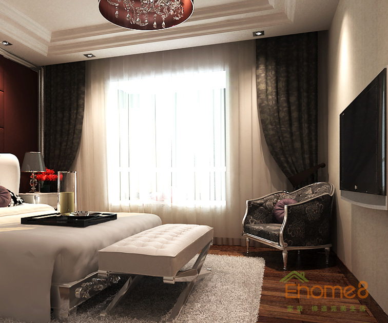 鳳嶺一號68平米兩房一廳歐式高雅經(jīng)典主人房裝修效果圖12