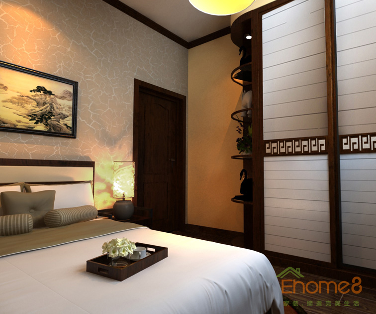 鳳起新都62平米田園風格簡潔主人房裝修效果圖1