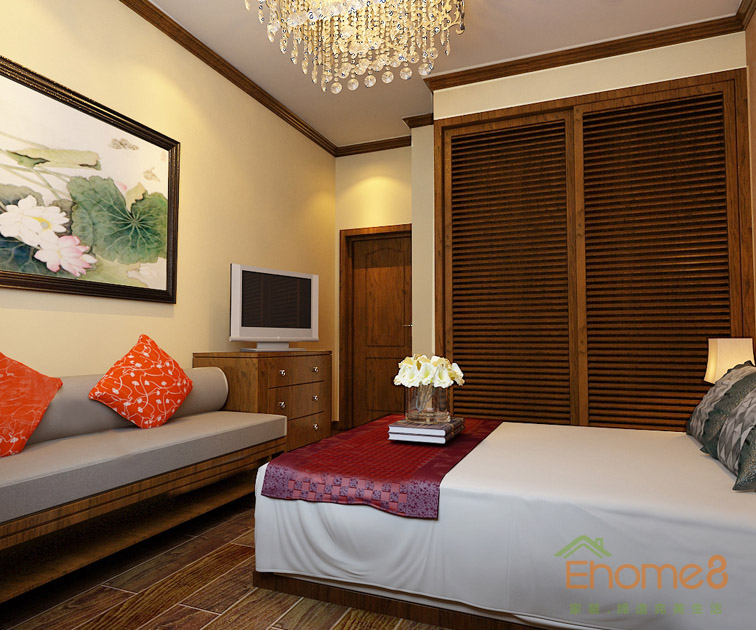 鳳起新都62平米田園風格簡潔主人房裝修效果圖1123