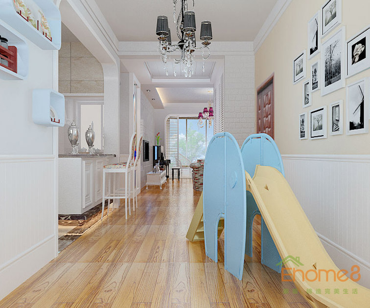 鳳起新都72平米法式風(fēng)格兒童滑梯裝修效果圖1