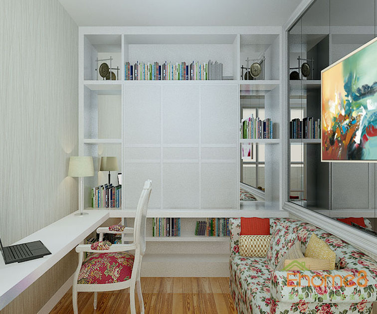 鳳起新都72平米法式風(fēng)格花式書房裝修效果圖1
