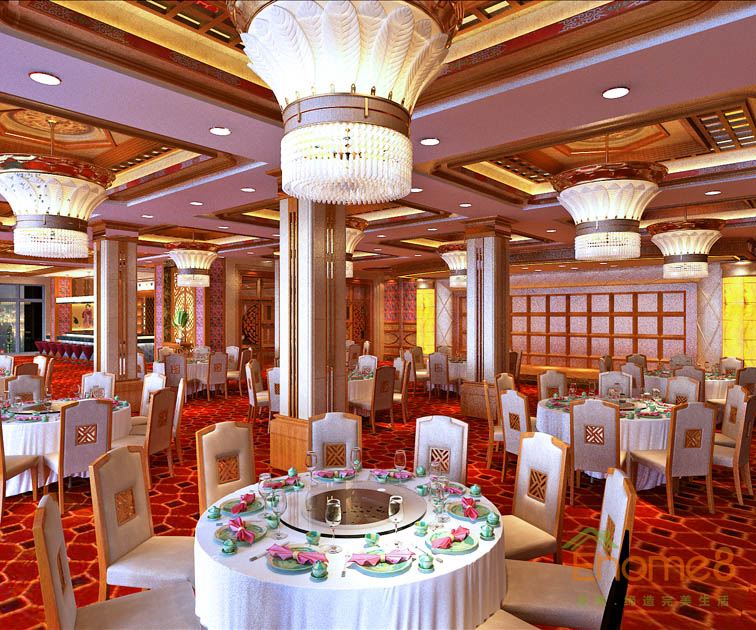 田園風(fēng)金秀華東大酒店中式餐廳裝修效果圖12