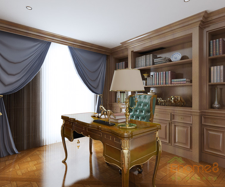 田園風(fēng)金秀華東大酒店歐式書房裝修效果圖1