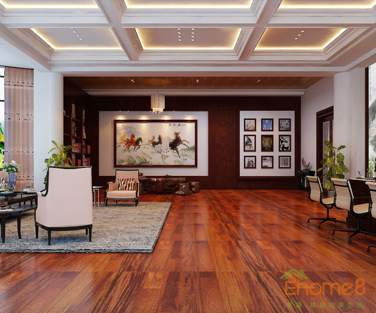 田園風(fēng)自由舒適辦公室大廳裝修效果圖1