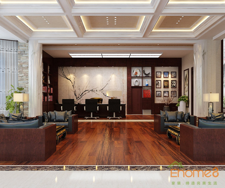 田園風(fēng)自由舒適辦公室大廳裝修效果圖123456