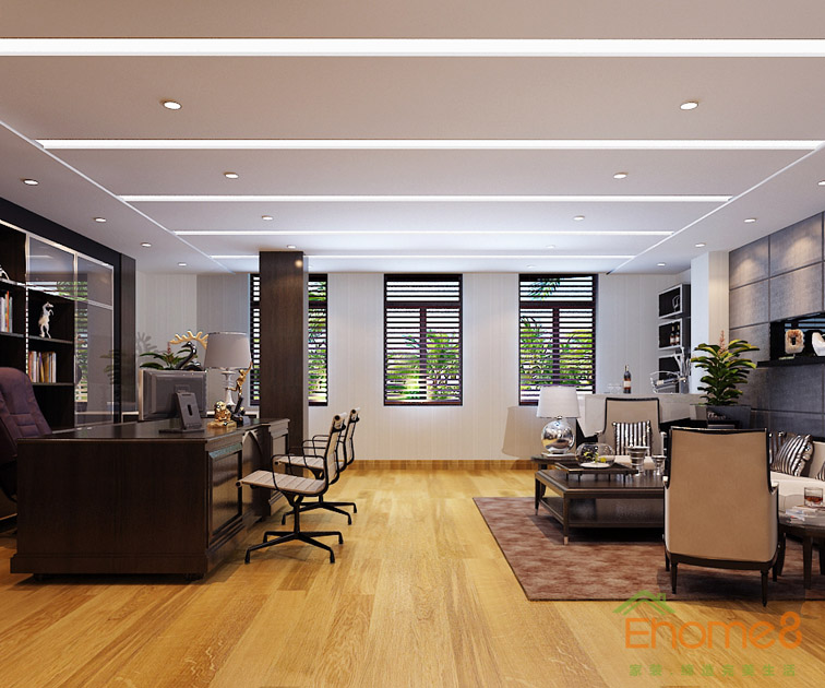 美式簡單舒適總經(jīng)理辦公室裝修效果圖1