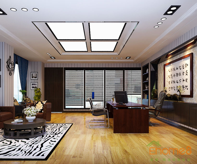 中式簡單舒適總經(jīng)理辦公室裝修效果圖12