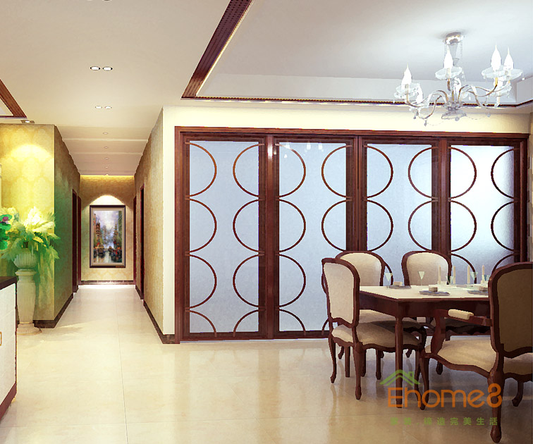 兩房一廳78㎡田園風(fēng)格餐廳裝修效果圖1