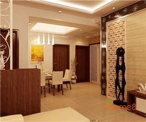 在水一方兩房一廳88㎡現(xiàn)代風格裝修效果圖