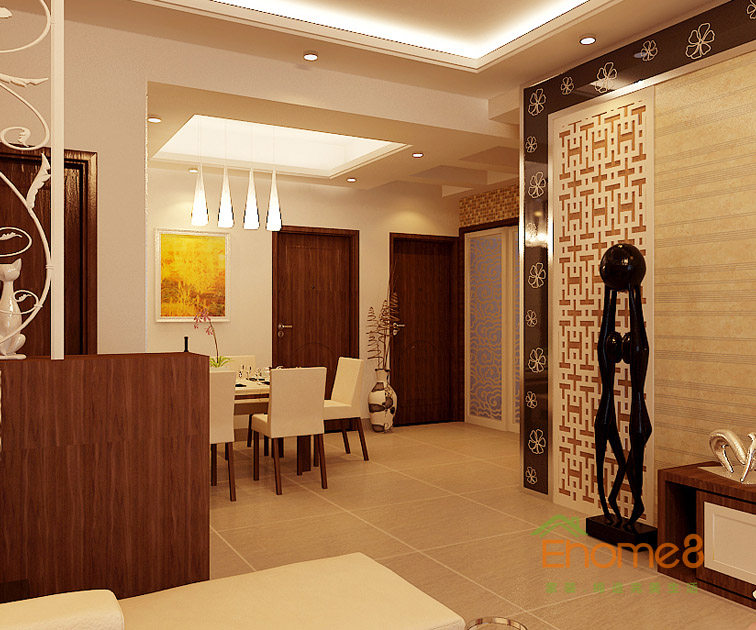 兩房一廳88㎡現(xiàn)代風(fēng)格餐廳過(guò)道裝修效果圖1