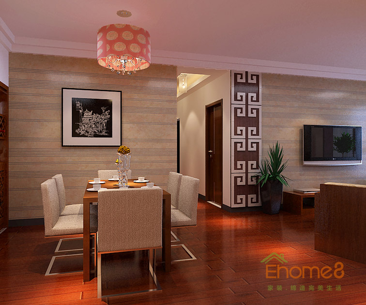 132㎡四房一廳田園風(fēng)格餐廳裝修效果圖23