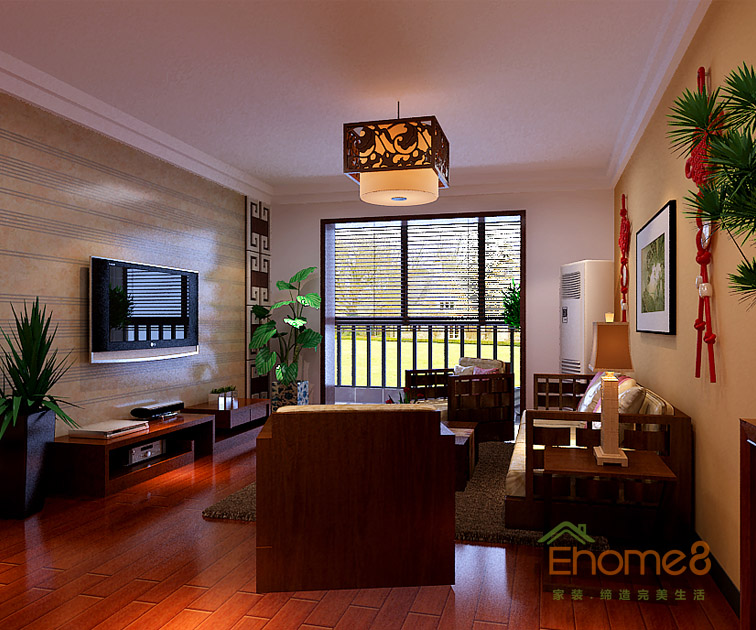 132㎡四房一廳田園風(fēng)格客廳裝修效果圖22