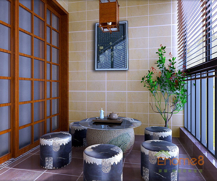 132㎡四房一廳田園風(fēng)格休閑處裝修效果圖2