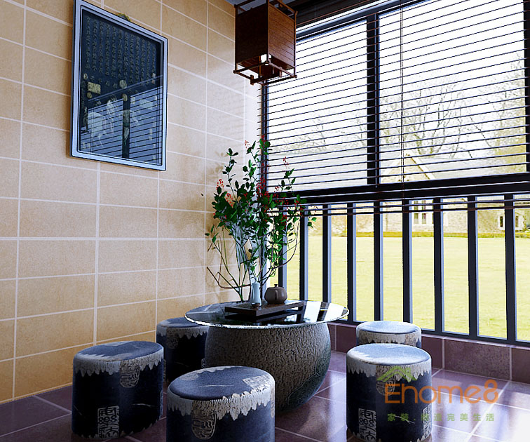 132㎡四房一廳田園風(fēng)格休閑處裝修效果圖23