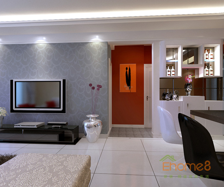 68㎡兩房一廳現(xiàn)代簡約風格客廳裝修效果圖1