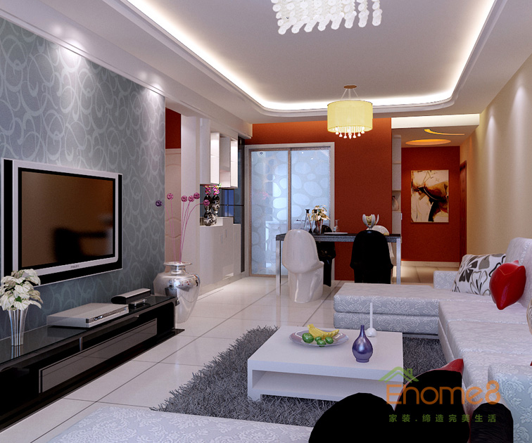 68㎡兩房一廳現(xiàn)代簡約風格客廳裝修效果圖12