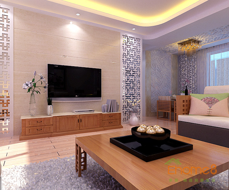 65㎡兩房一廳現(xiàn)代簡(jiǎn)約風(fēng)格客廳裝修效果圖12