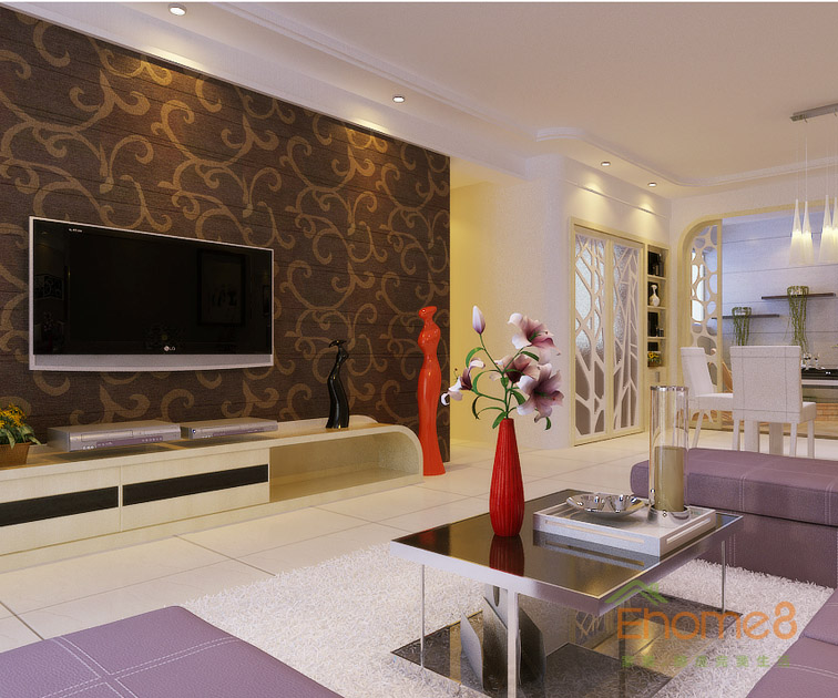 48㎡小戶型法式風(fēng)格餐廳客廳裝修效果圖123