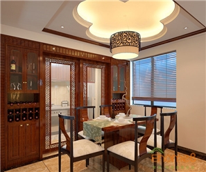陽光100城市廣場97㎡三房一廳中式原木風(fēng)格裝修效果圖