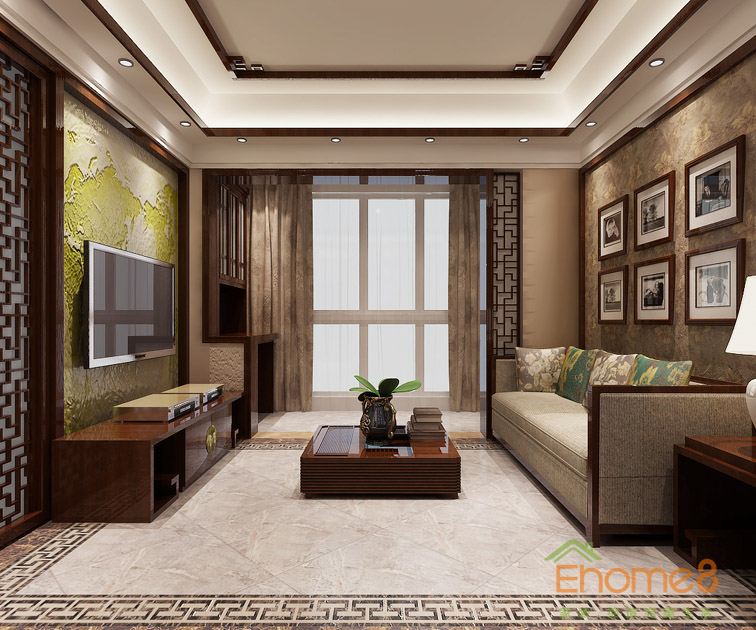 37㎡小戶型中式風(fēng)格客廳裝修效果圖1122