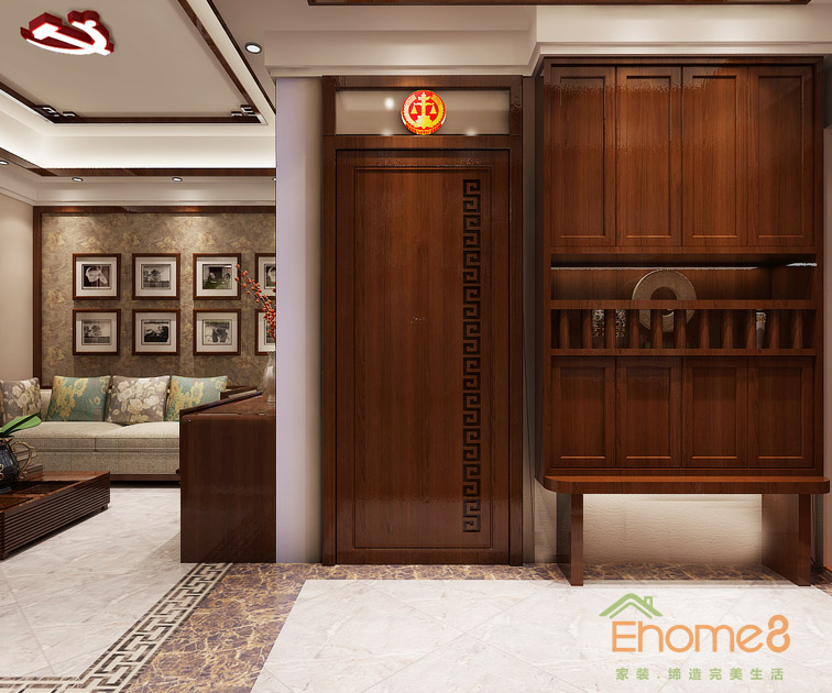 37㎡小戶型中式風(fēng)格入戶玄關(guān)裝修效果圖11