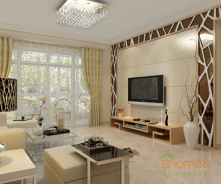 87㎡三房一廳現(xiàn)代簡約風(fēng)格客廳裝修效果圖1