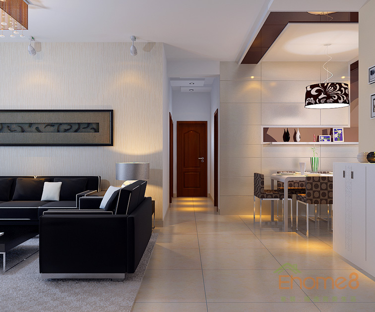 67㎡兩房一廳美式風(fēng)格入戶過道裝修效果圖1