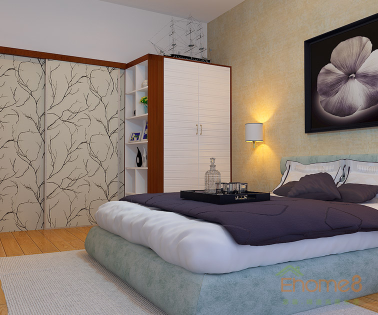 67㎡兩房一廳美式風(fēng)格主人房裝修效果圖1