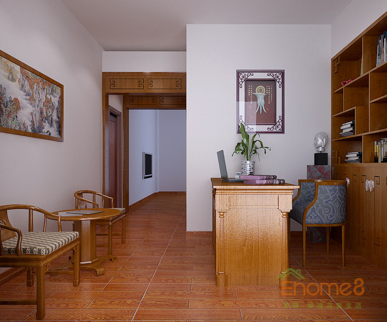 102㎡三房一廳中式田園風(fēng)格書房裝修效果圖1.jpg