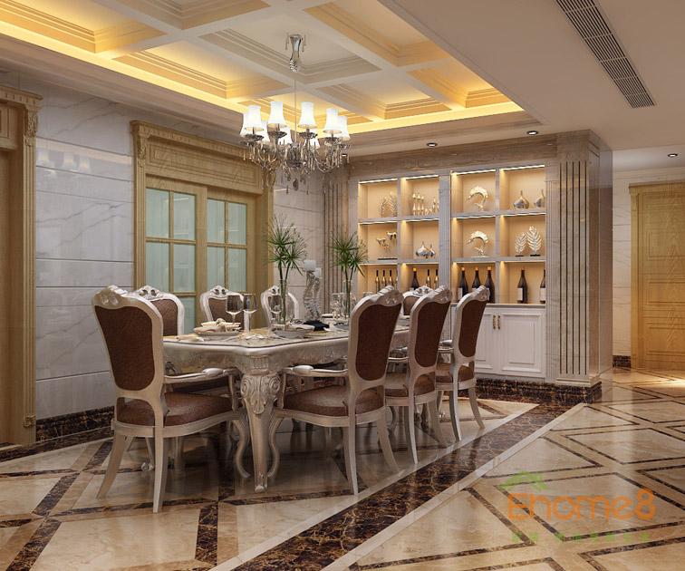140㎡四房一廳法式風格餐廳裝修效果圖.jpg