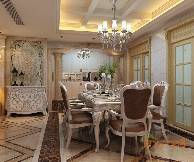 140㎡四房一廳法式風格餐廳裝修效果圖965.jpg
