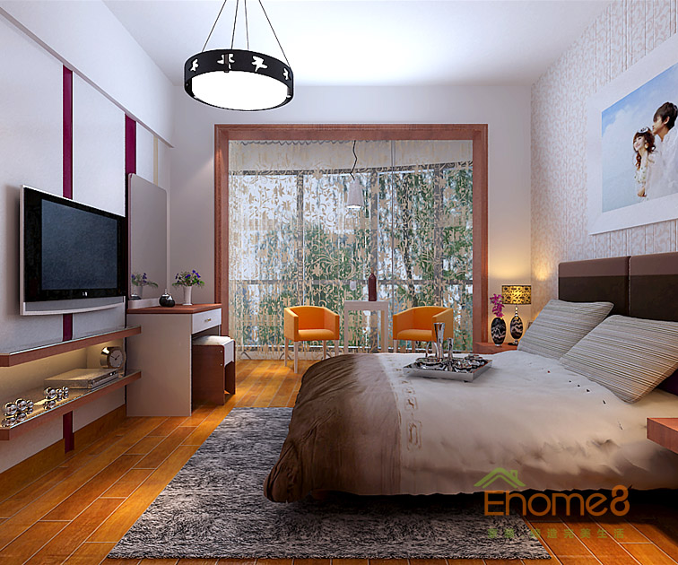 128㎡躍層美式風(fēng)格臥室裝修效果圖.